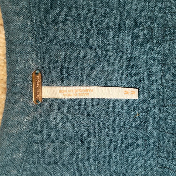 FREE PEOPLE WOMEN'S DREAMWEAVER EMBROIDERED TUNIC TOP BLUE - Picture 9 of 10